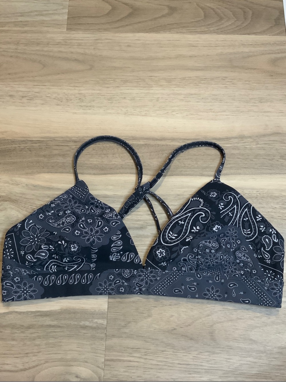 ALO Yoga Black Paisley Bralette